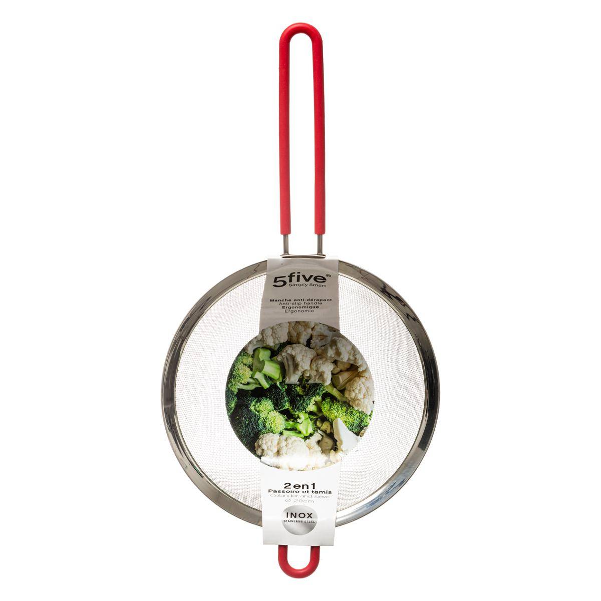 Passoire tamis inox et silicone 20cm ESSENTIELS gris, 5FIVE SIMPLY SMART