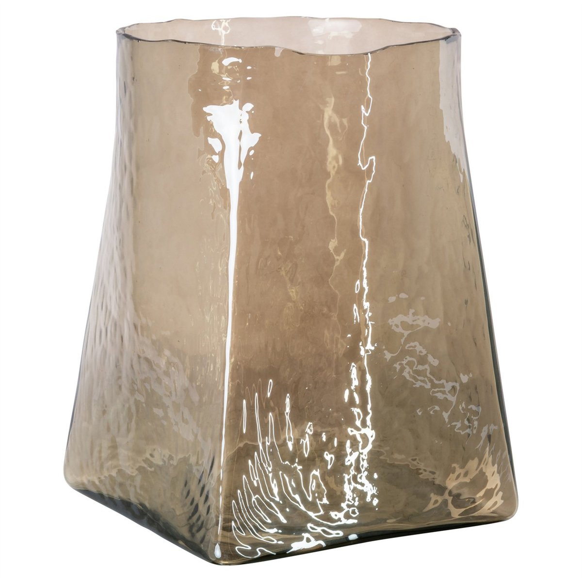 Vase en verre soufflé au relief ondulé fumé, RECOLLECTION