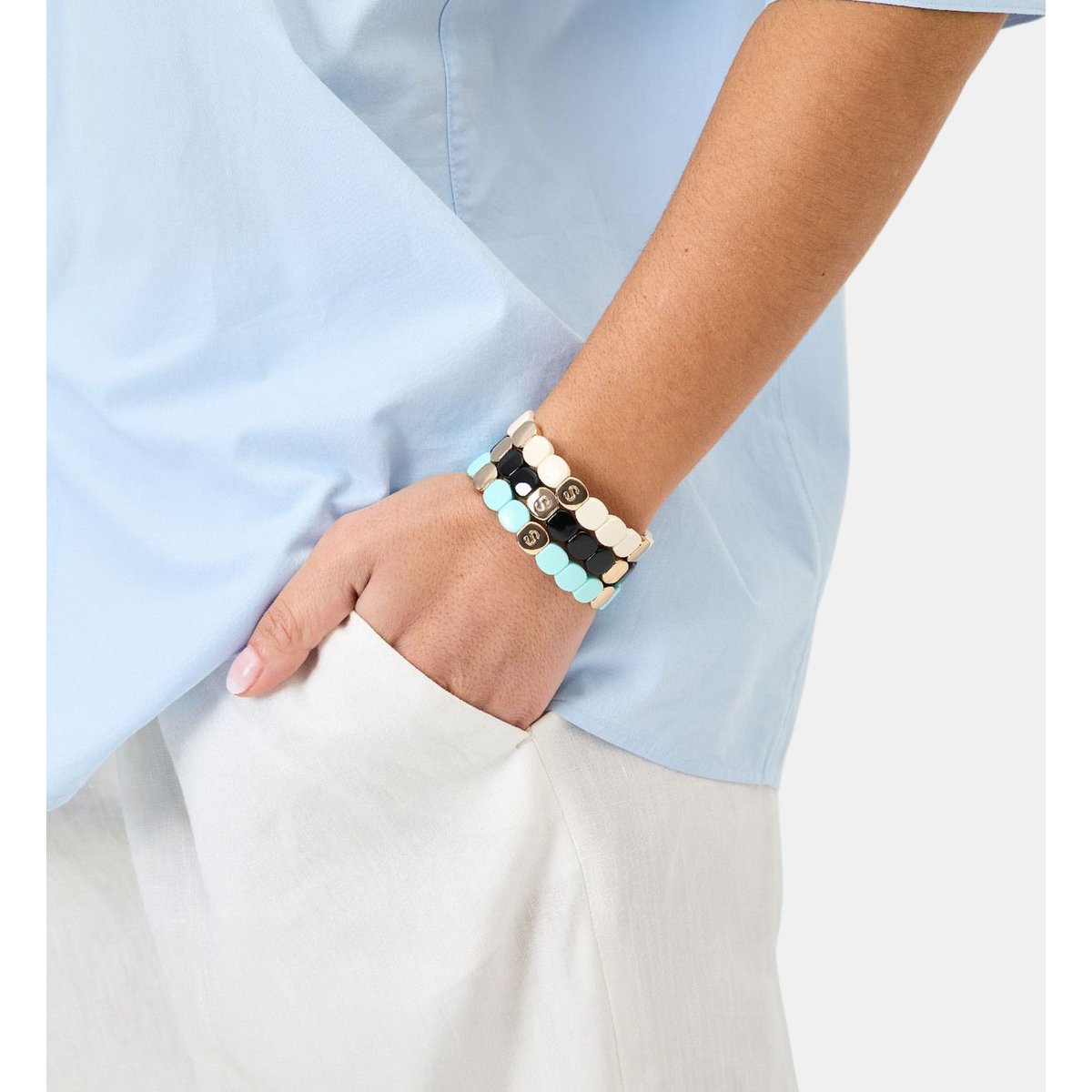 Bracelet facettes rondes blanc, SIMONE A BORDEAUX