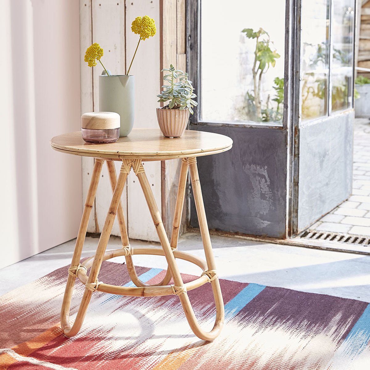 Table d'appoint en rotin ronde  PAOLA naturel, BERAH GETAH