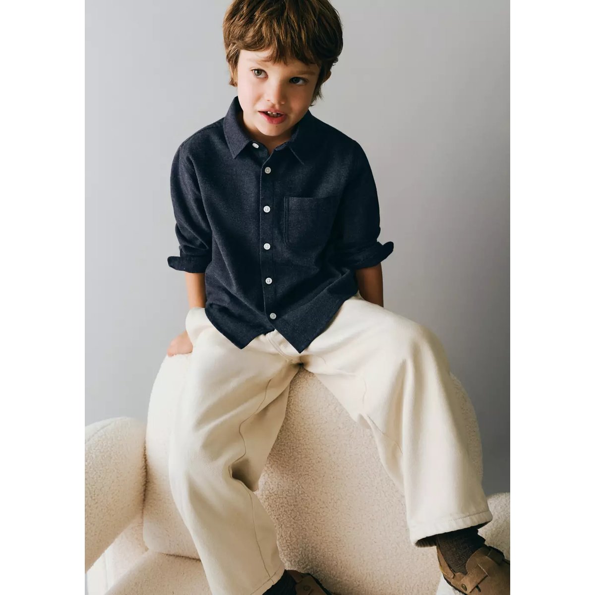 Chemise 100 % coton bleu marine, MANGO BABY