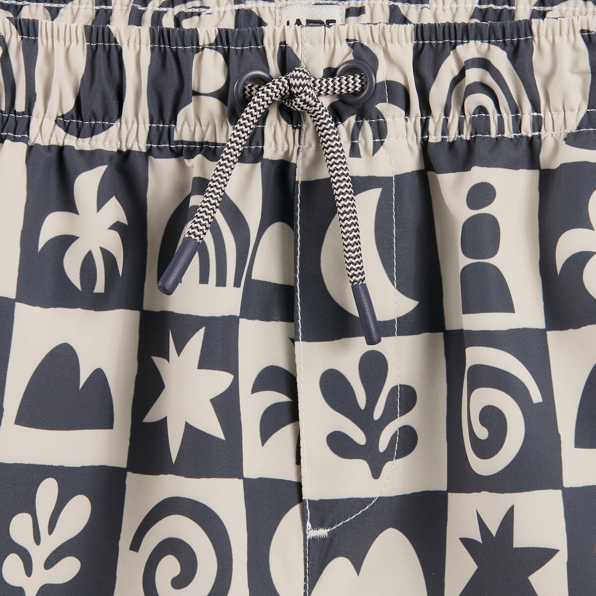 Short de bain, imprimé carreaux et motifs graphiques carreaux gris, LA REDOUTE COLLECTIONS