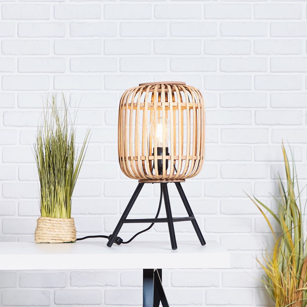 Lampe    WOODROW brun clair, BRILLIANT