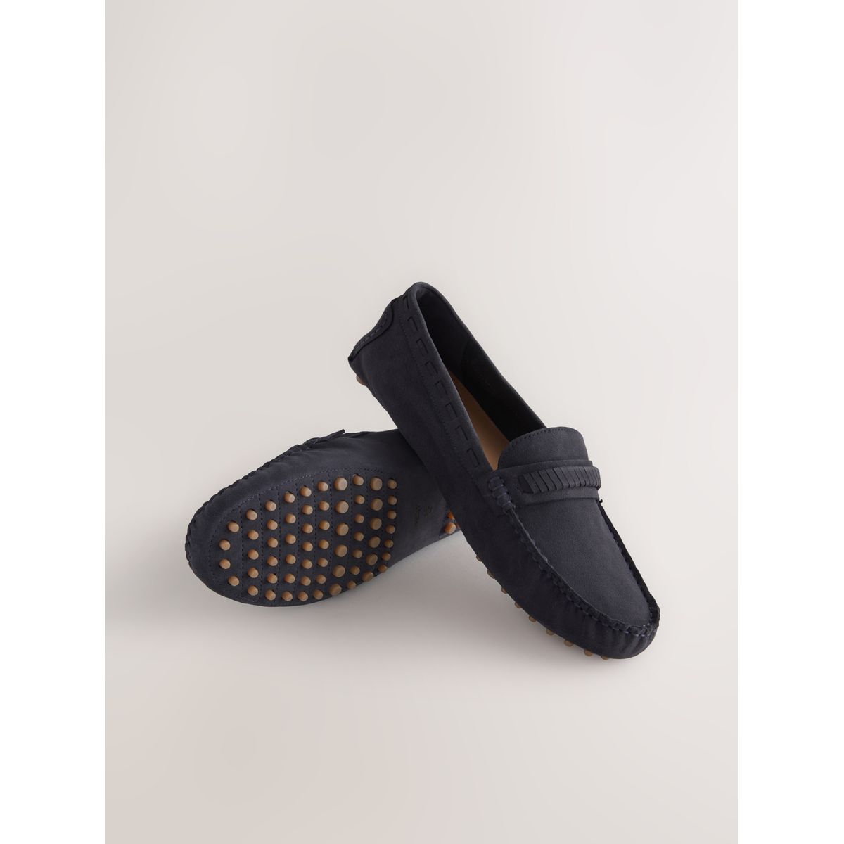 Mocassins de conduite à point feston bleu marine, NEXT