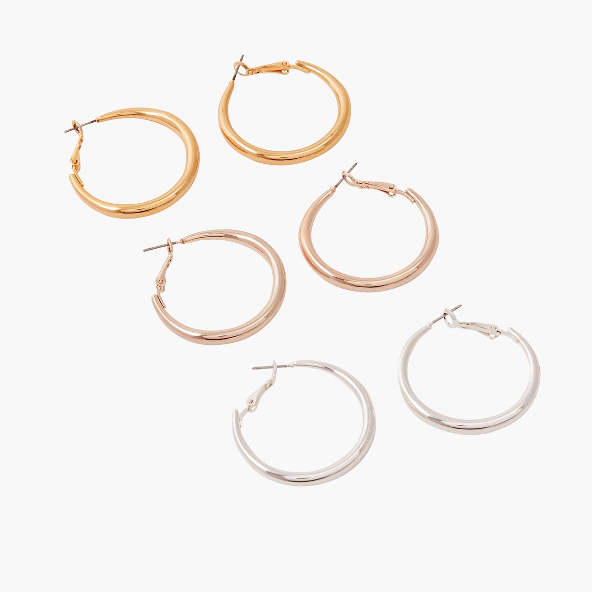 Set de 3 créoles assorties 38mm argenté, BALABOOSTE