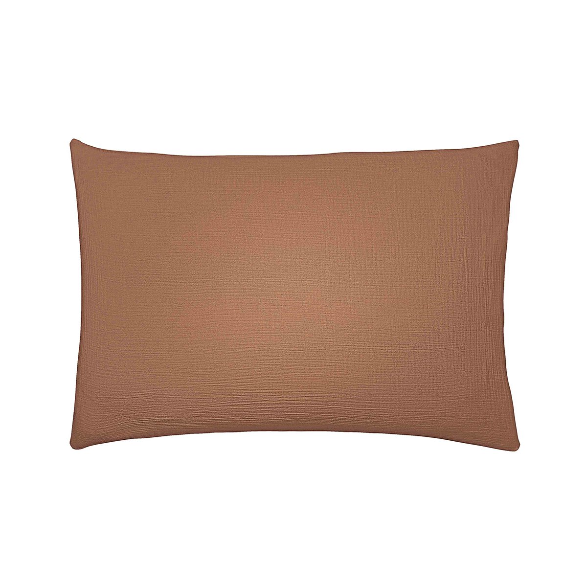 Taie d'oreiller unie en gaze de coton lavée, TENDRESSE marron mocha, ESSIX