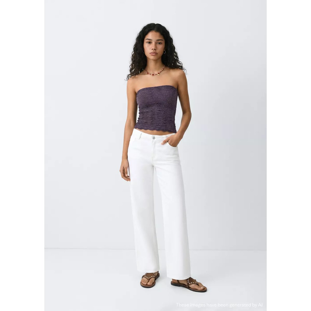 Top bandeau métallisé violet, MANGO TEEN