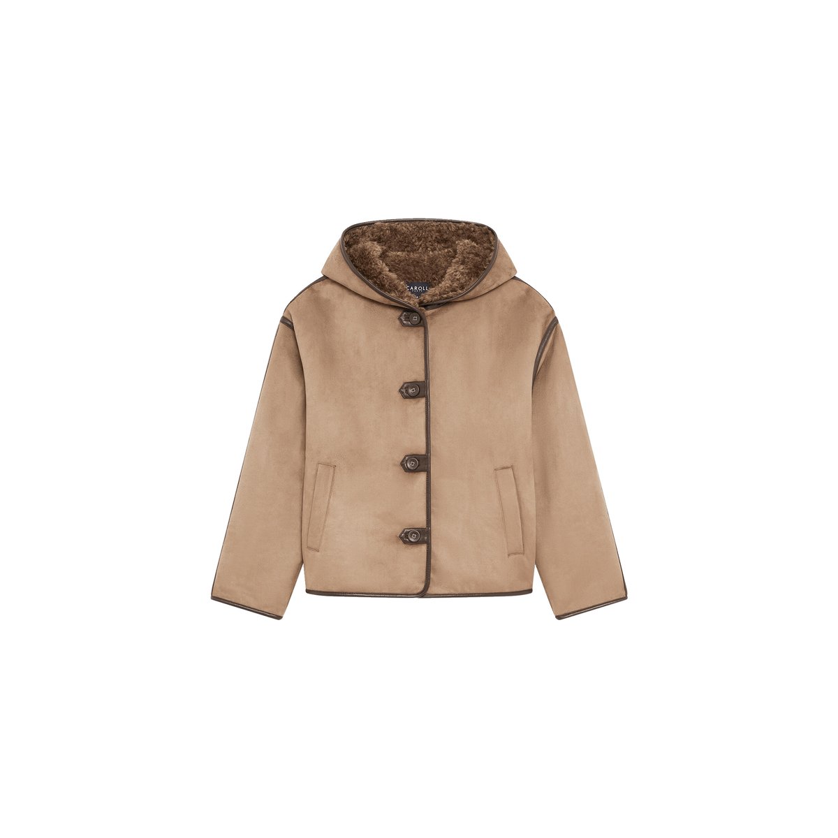 Manteau court moderne GSOPHIA marron, CAROLL