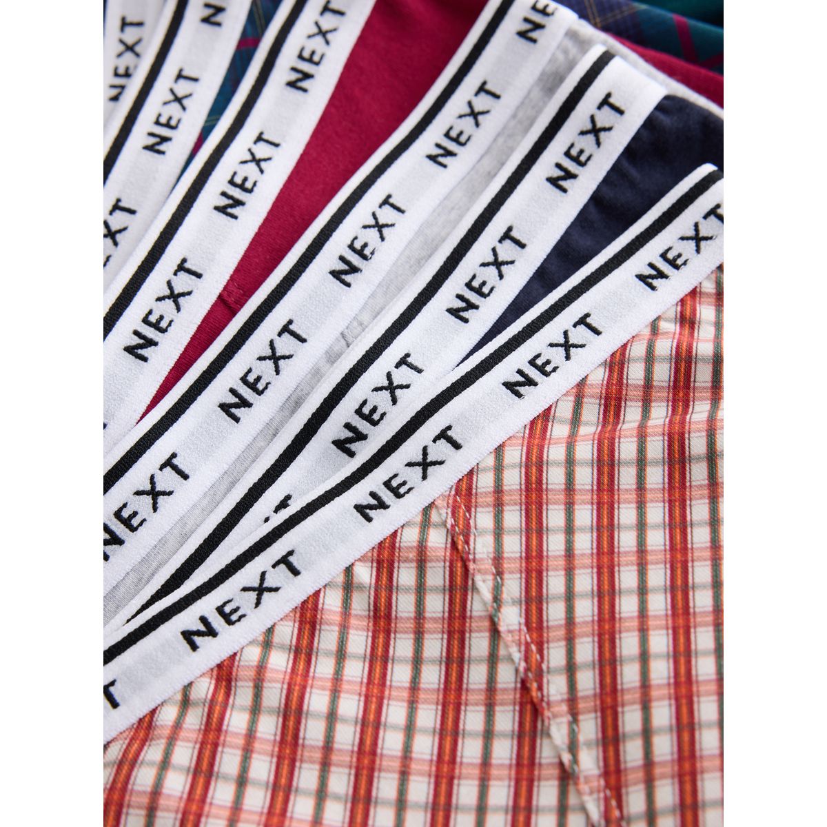 Culotte en coton à logo, lot de 7 nœuds rouges/carreaux marine, NEXT