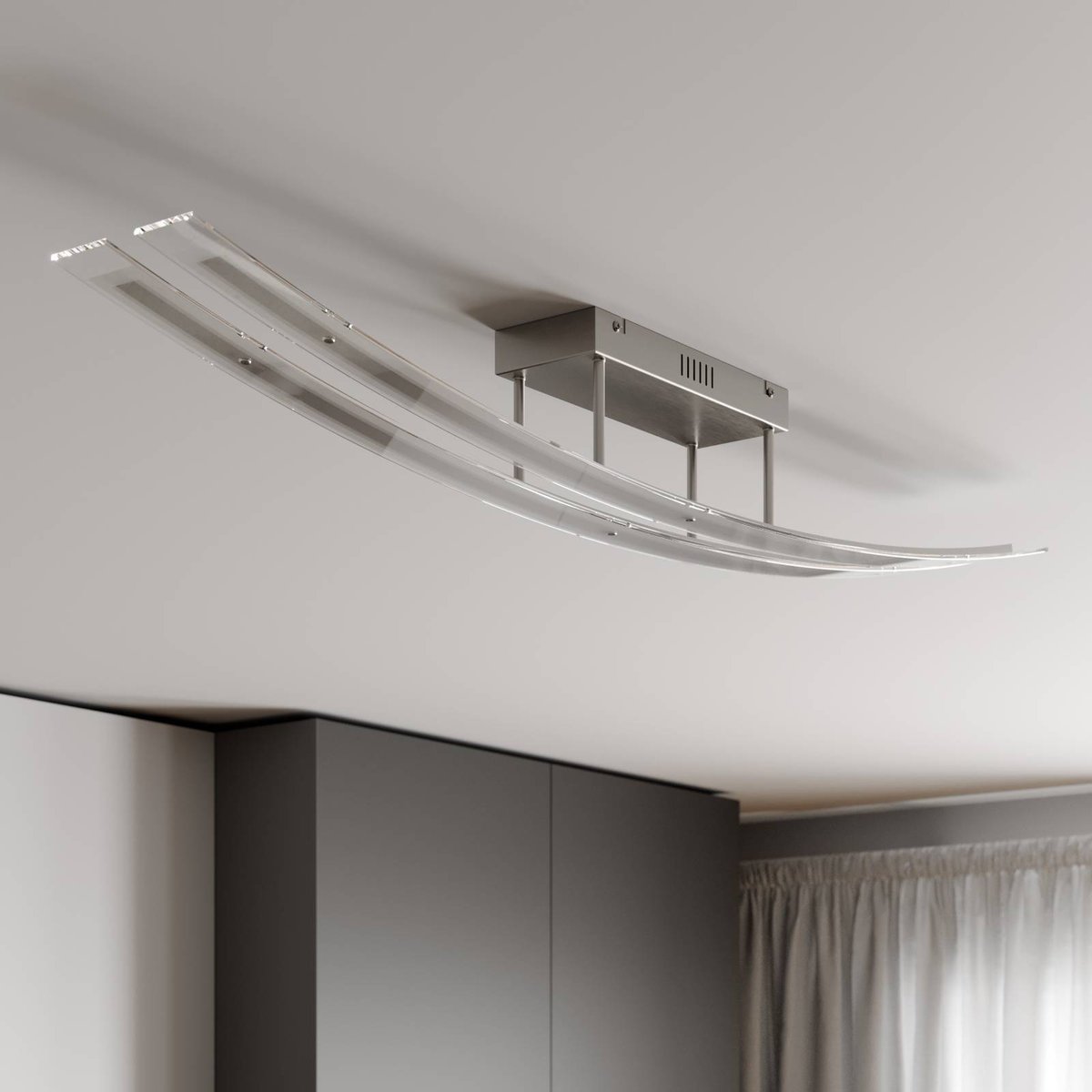 Plafonnier en verre moderneLED, Jarda frosté, nickel mat, LINDBY
