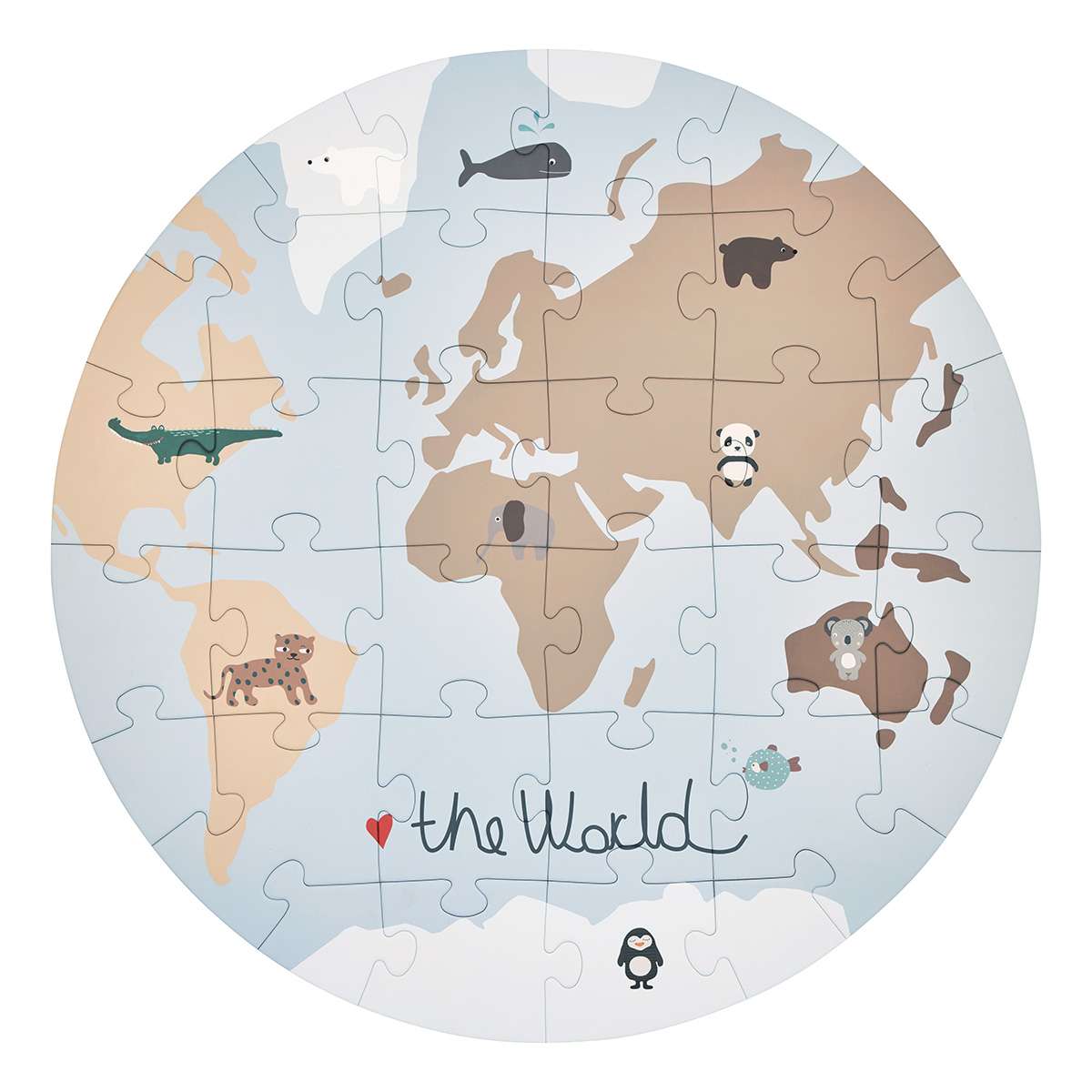 Puzzle en carton mappemonde MINI bleu, OYOY LIVING DESIGN