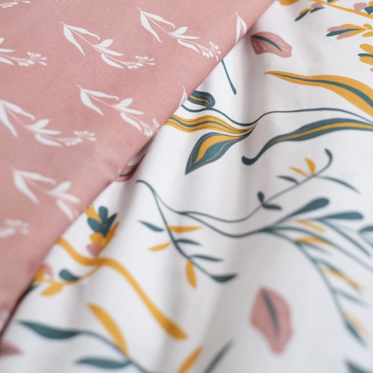 Parure de lit 2 personnes imprimé coton SUNSHINE FLORA rose, TODAY