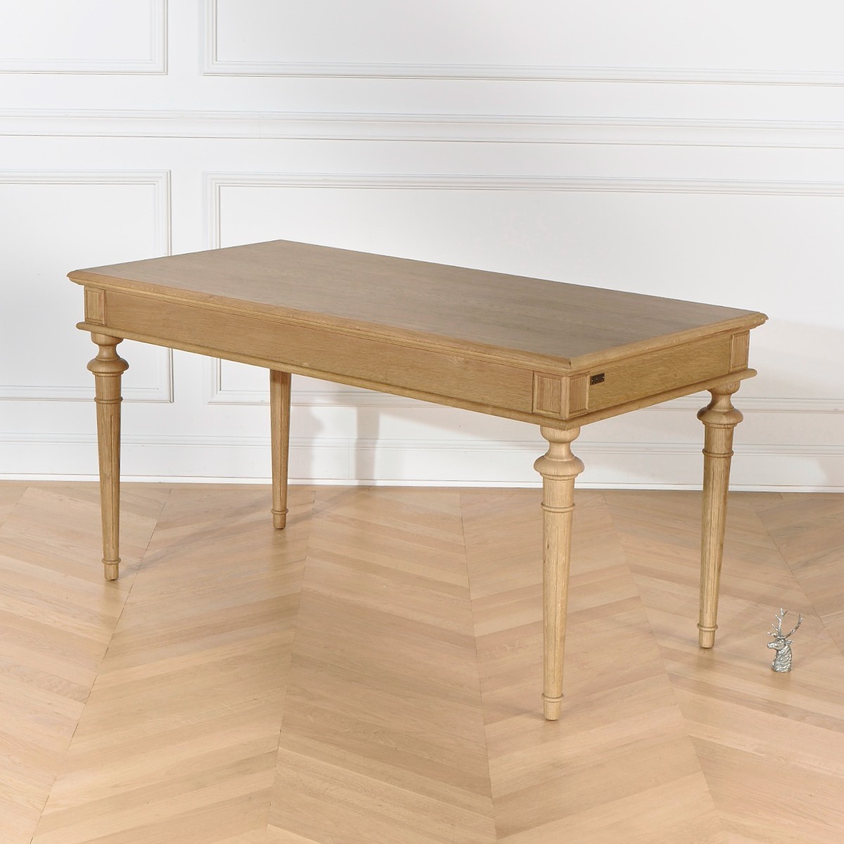 Bureau style shabby chic, plateau en chêne, 2 tiroirs YVAN marron, ROBIN DES BOIS