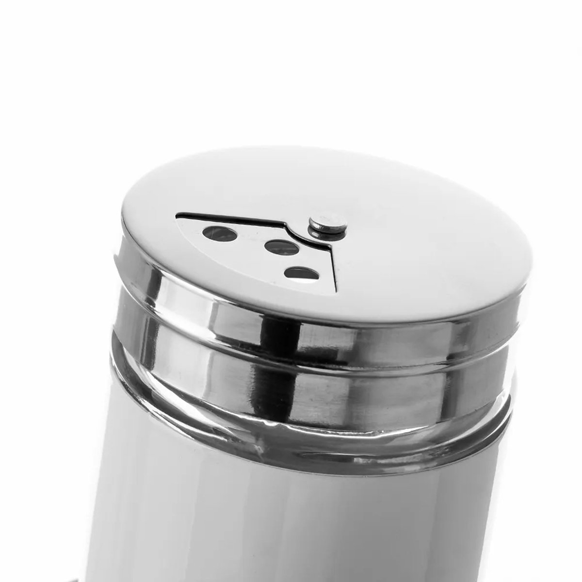 Pot à épices rond en métal et verre blanc blanc, WADIGA