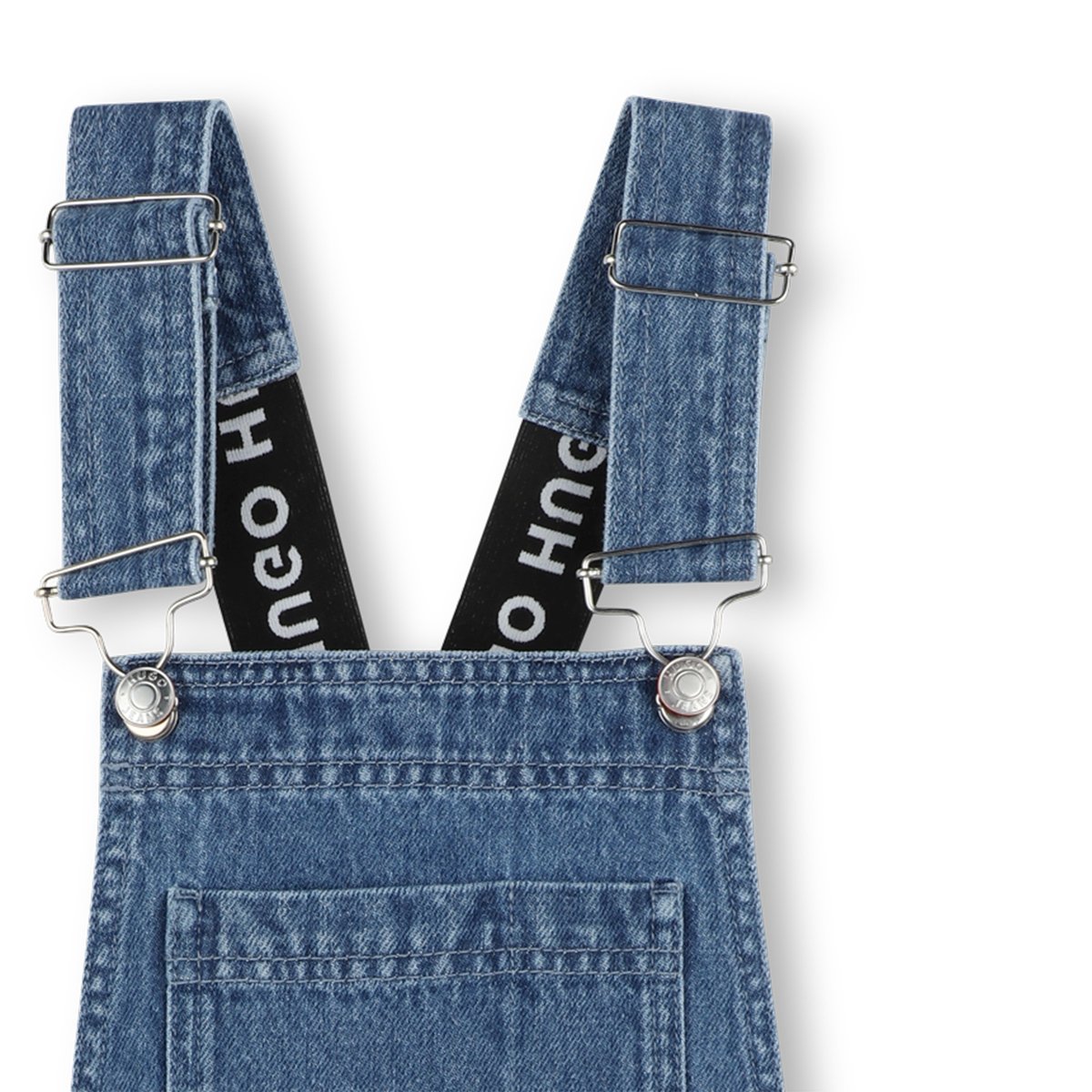 Salopette short en jean denim blue, HUGO KIDSWEAR
