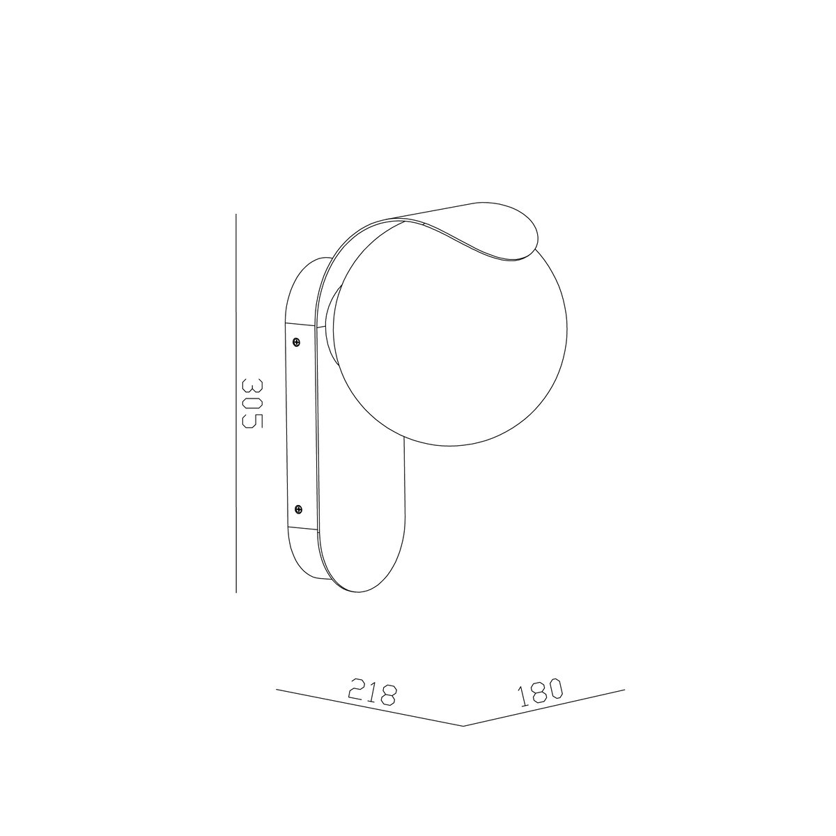 Applique murale extérieure ronde en plastique, DALIUS noir, NORDLUX