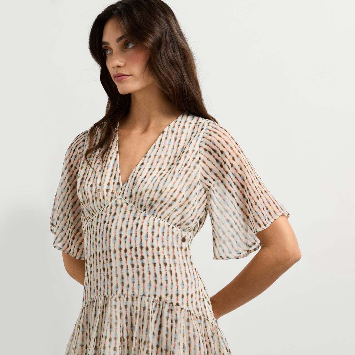 Robe Courte À Imprimé Ikat rose poudre rose, PEPE JEANS