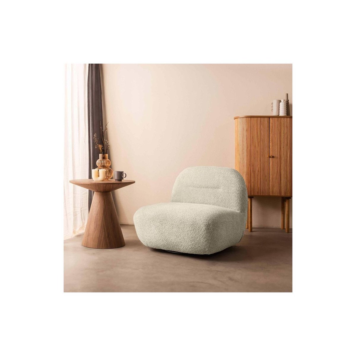 Fauteuil lounge pivotant collection BOCHIC crème, RECOLLECTION