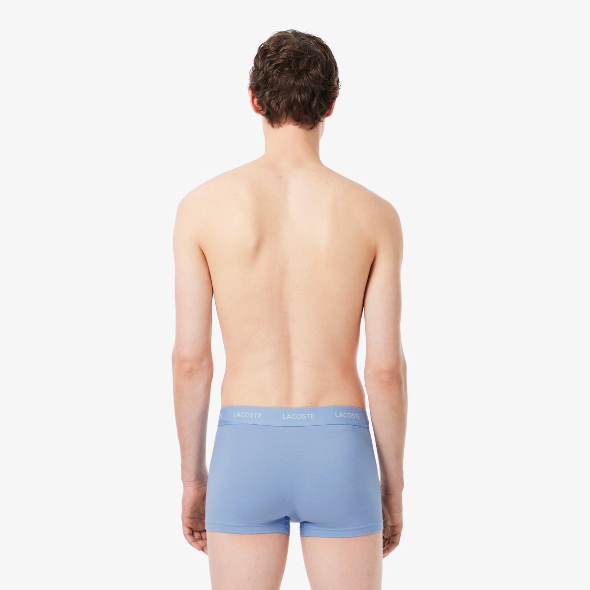 Lot de 3 boxers courts jersey stretch marquage bleu-w9y, LACOSTE