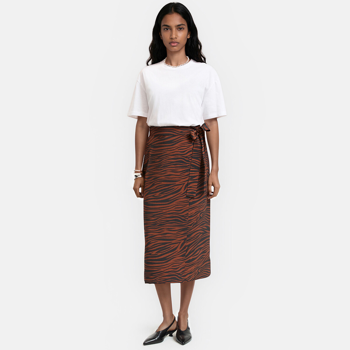 Jupe midi fluide, imprimé zébré imprimé zèbre, LA REDOUTE COLLECTIONS