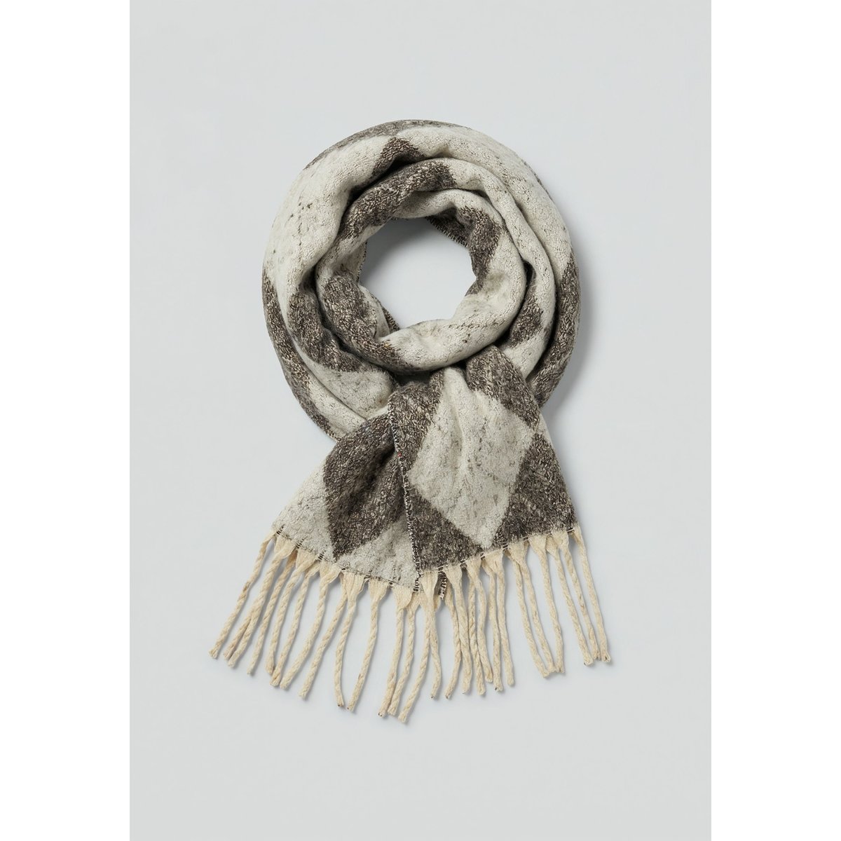Echarpe femme motif graphique losange CAMIE grey, DEELUXE