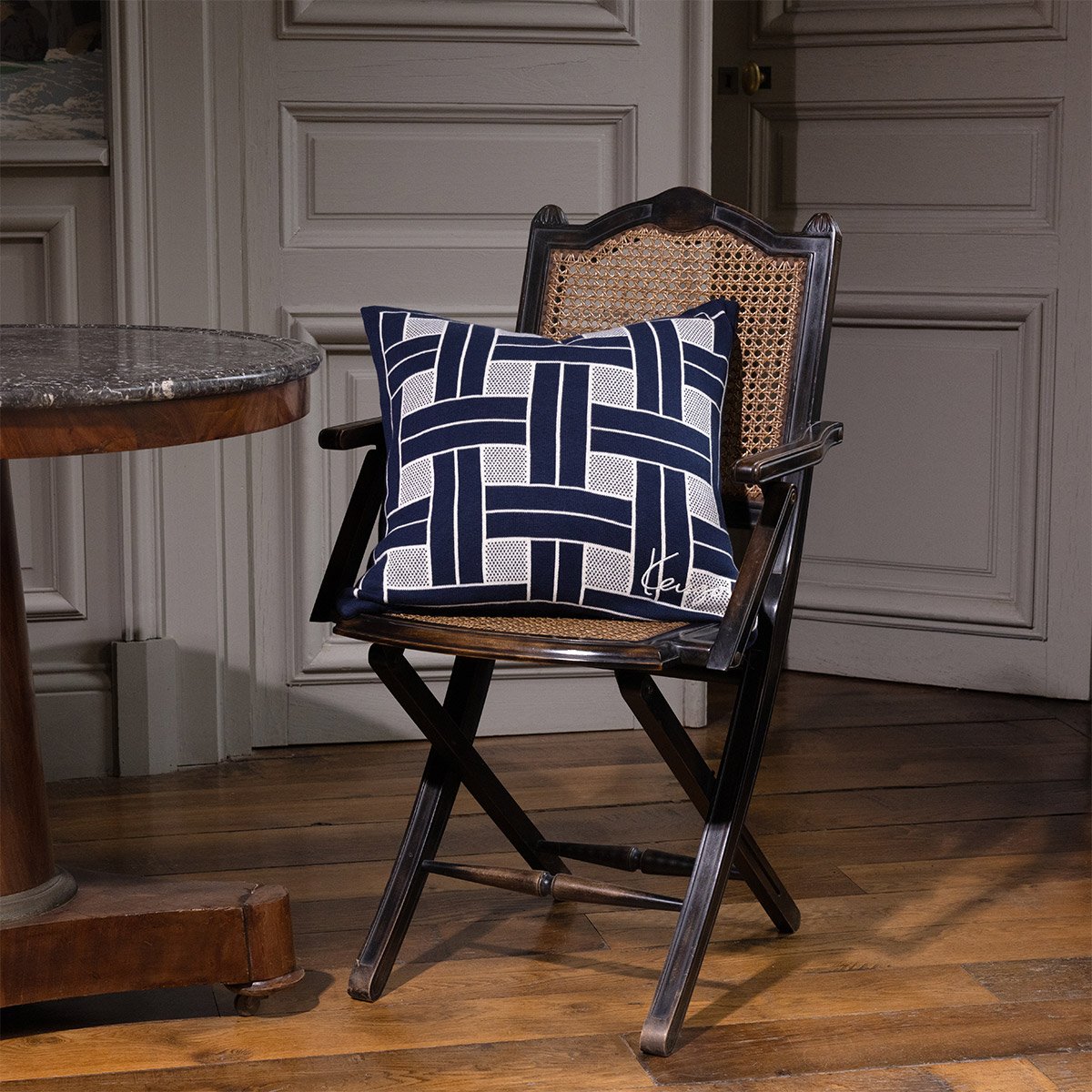 Housse de coussin en coton, K WEAVE marine, KENZO HOME