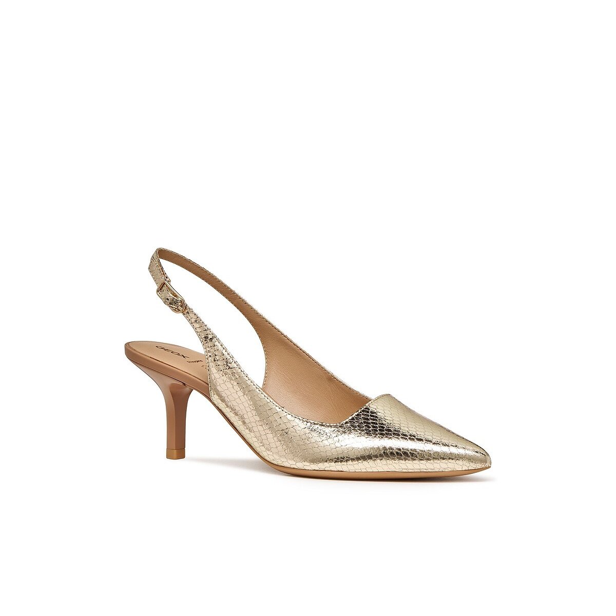 Escarpins slingback en cuir Kleopy platine, GEOX