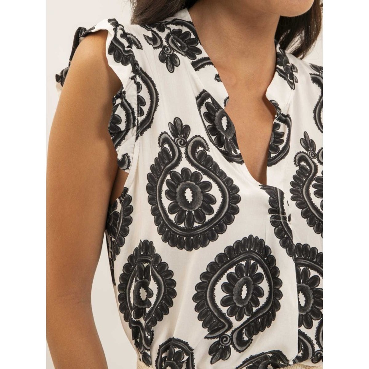 Top Sans Manches Motifs Felovia noir, DONA LISA