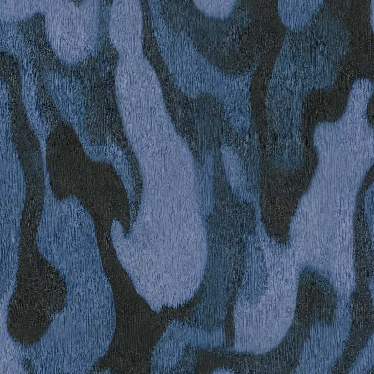 Papier peint Bois Précieux Indigo bleu, HEXOA