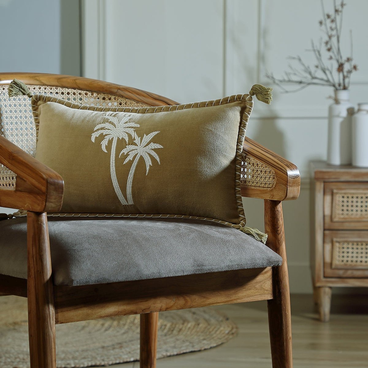Coussin velours de coton OASIS VELOURS sable, FEBRONIE