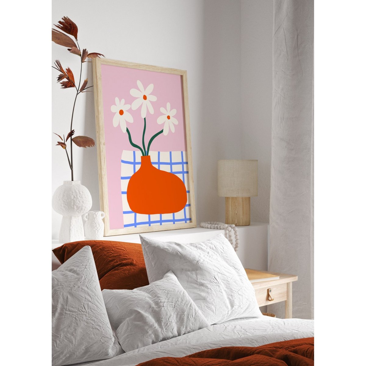 Affiche Fleurs Abstraites blanc, L'AFFICHERIE