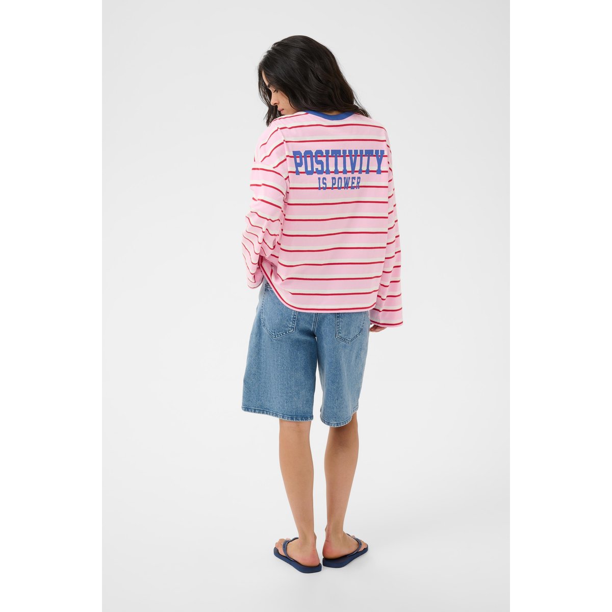 T-shirt à manches longues rose rouge pink/red, chalk stripe, KAFFE