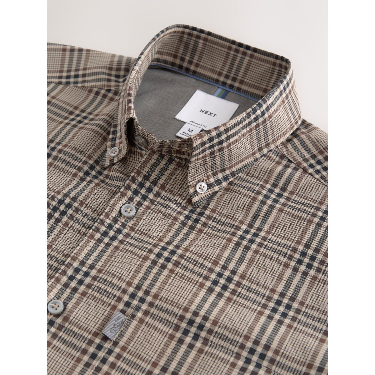 Chemise oxford à manches courtes et carreaux naturel, NEXT