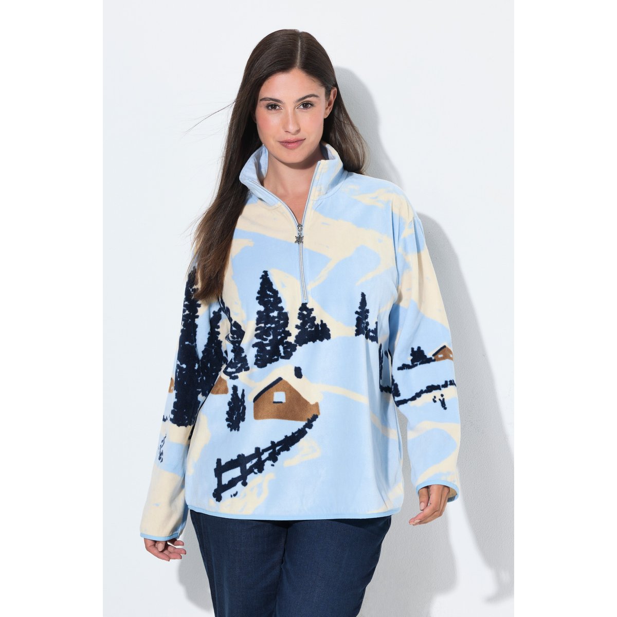 Sweat-shirt en polaire bleu gris clair, ULLA POPKEN