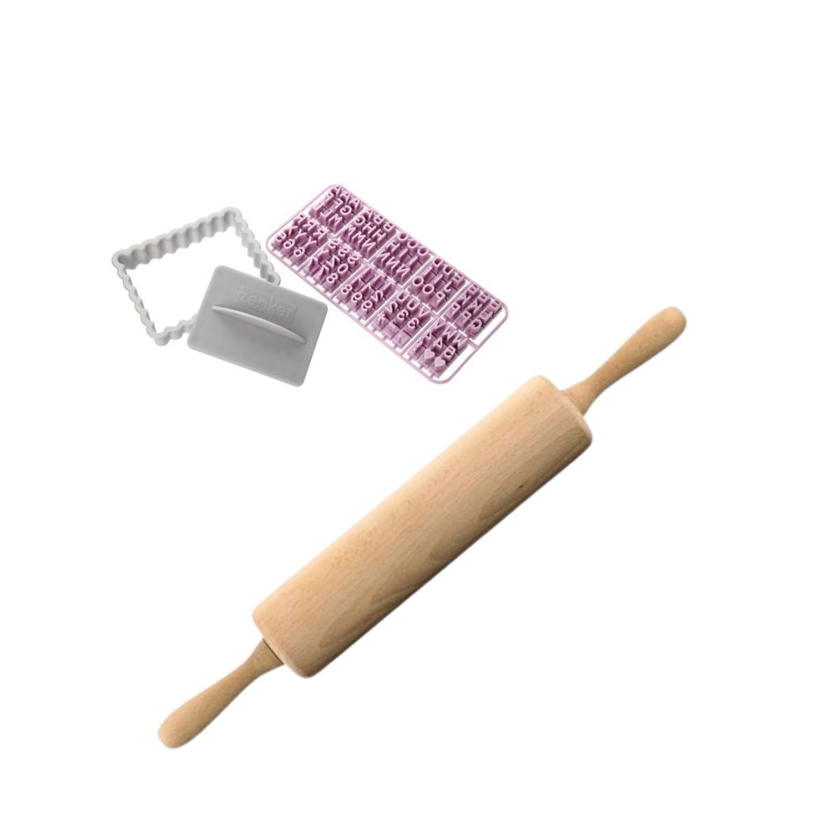 Ensemble de emporte-piéces et rouleau PÂTISSERIE bois,gris, ZENKER