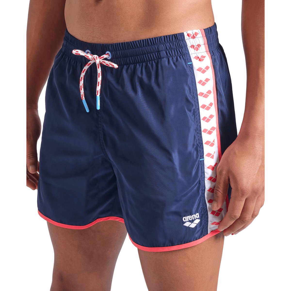 Short de plage arena Icons Team Stripe pour homme navy-calypso coral-white, ARENA