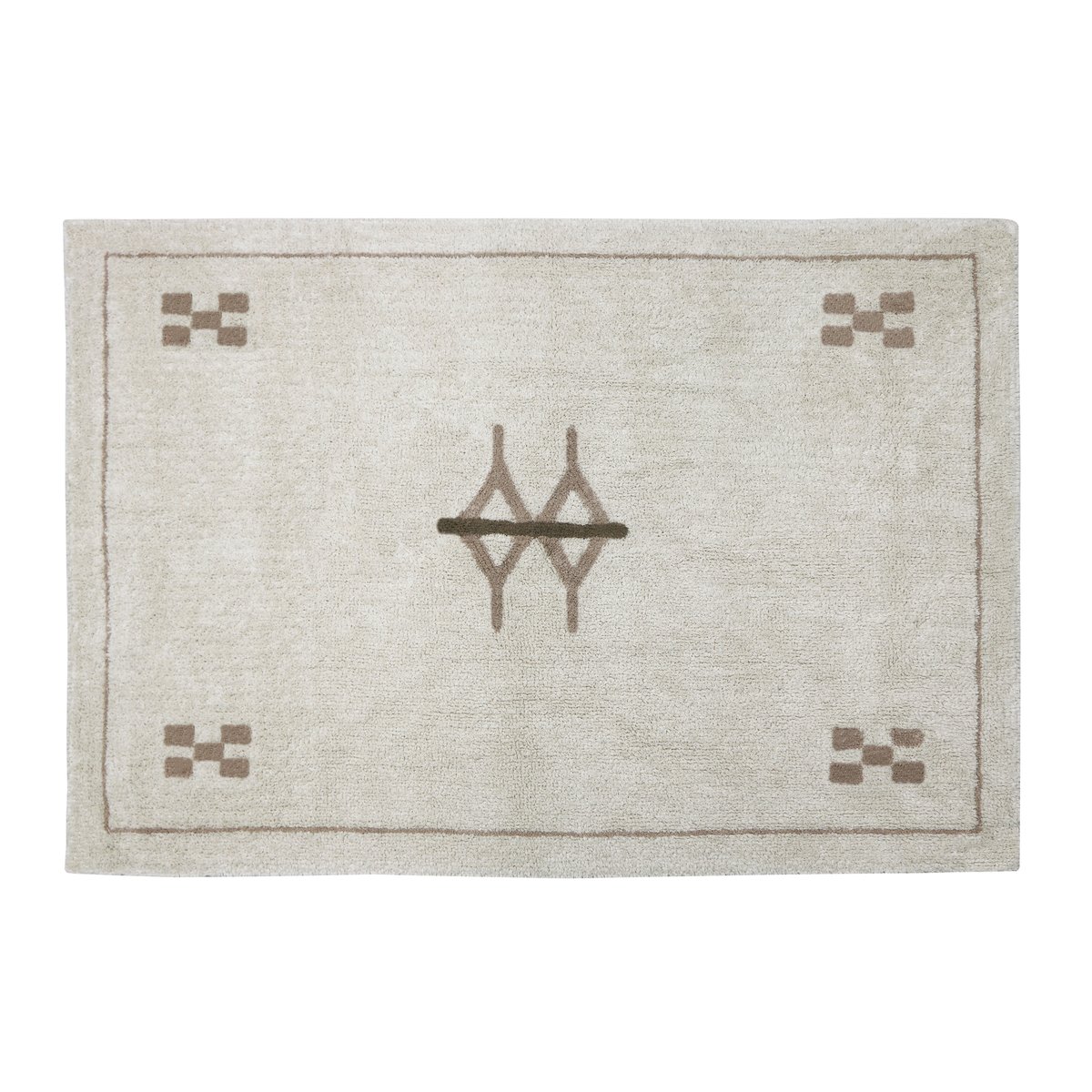 Tapis lavable en coton, RABAT marron, lin, beige, HAPPY DECOR KIDS