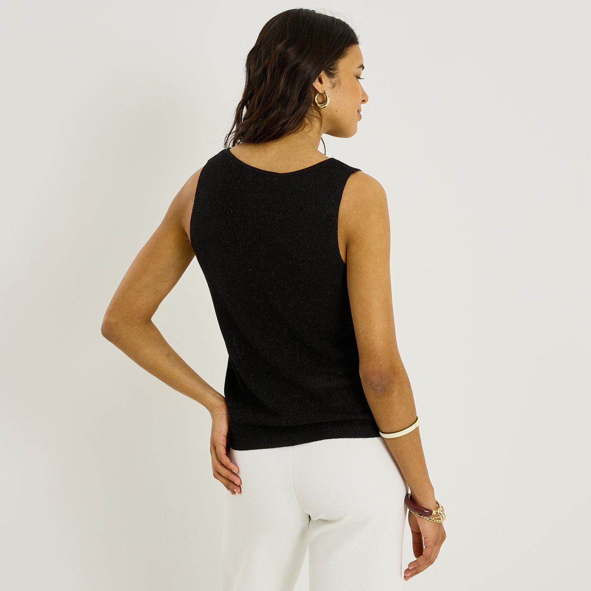 Débardeur en maille brillante noir, GRAIN DE MALICE