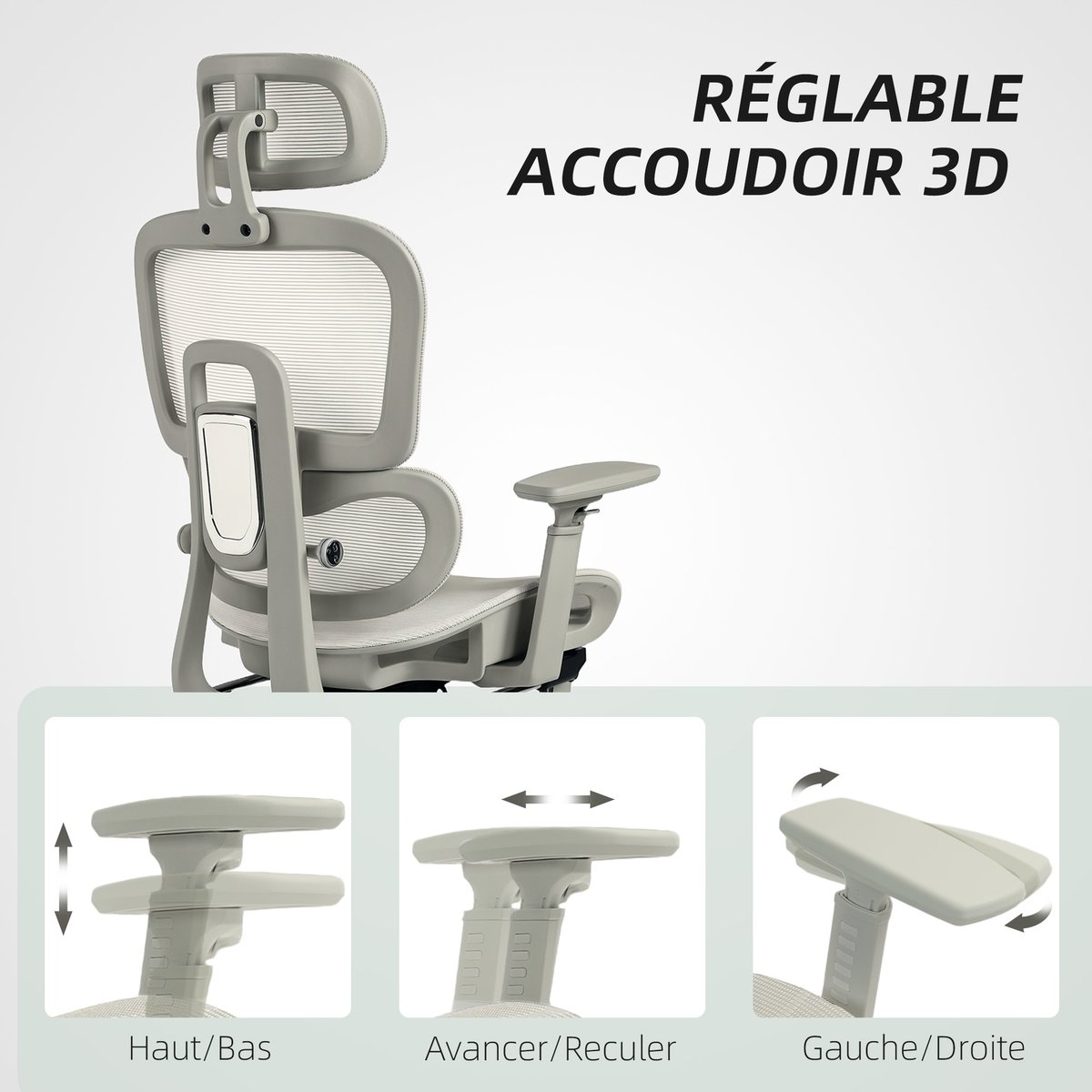 Chaise de bureau Maille Beige beige, HOMCOM