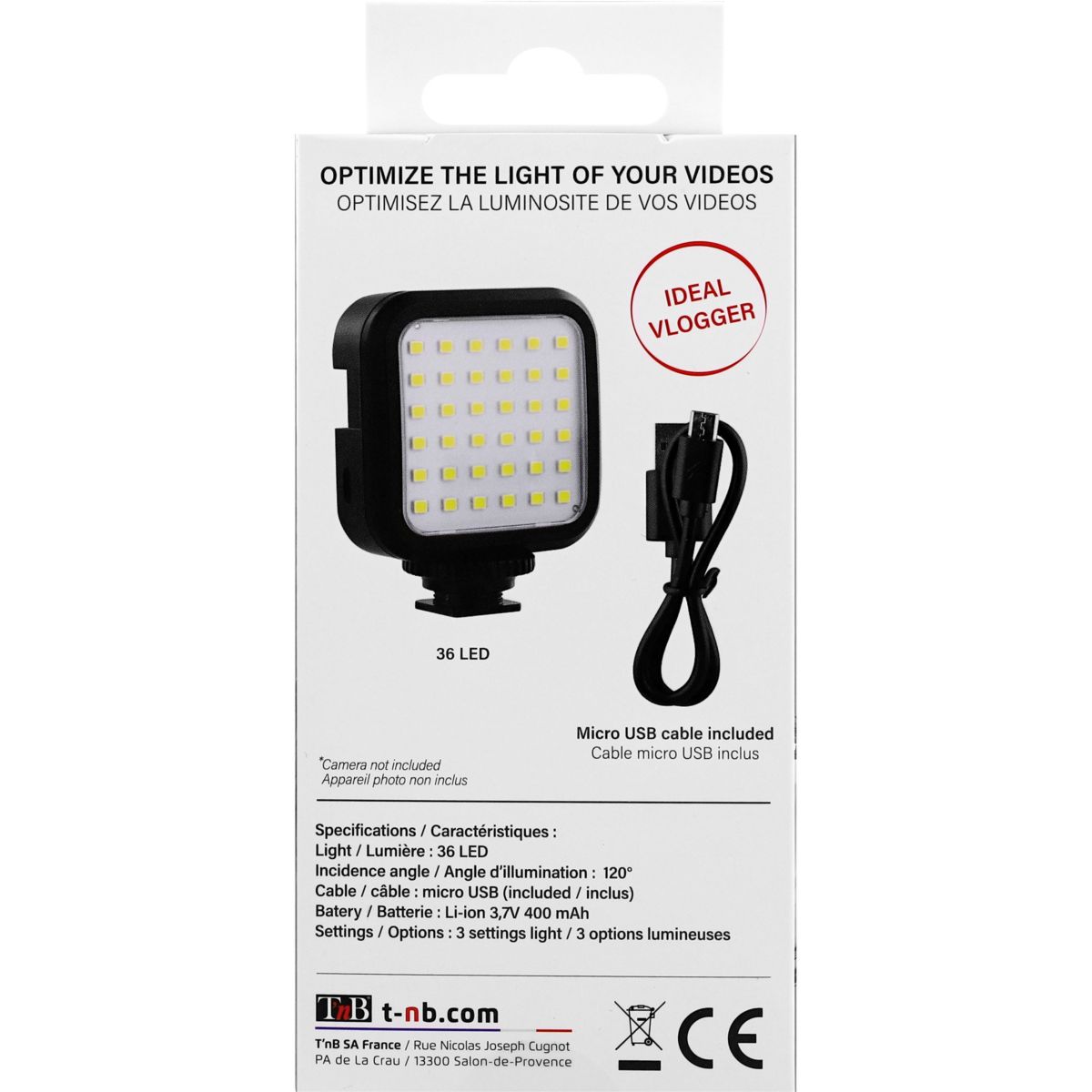 Lampe LED Influence Projecteur transportable LED couleur unique, TNB