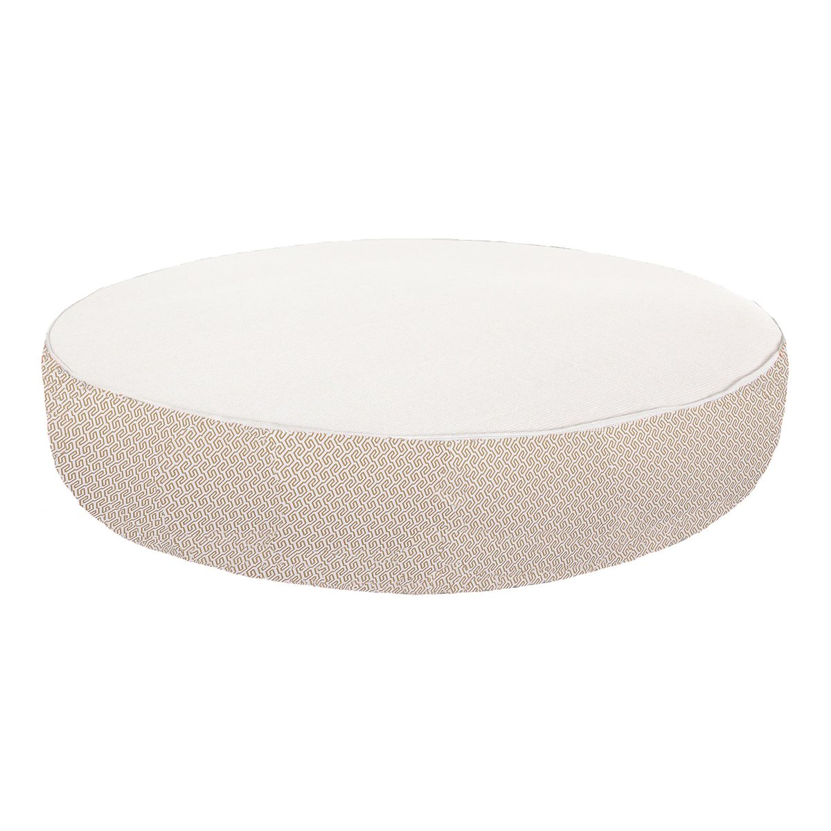 Lit bain de soleil extérieur en mousse rond beige rayure blanche, MX HOME