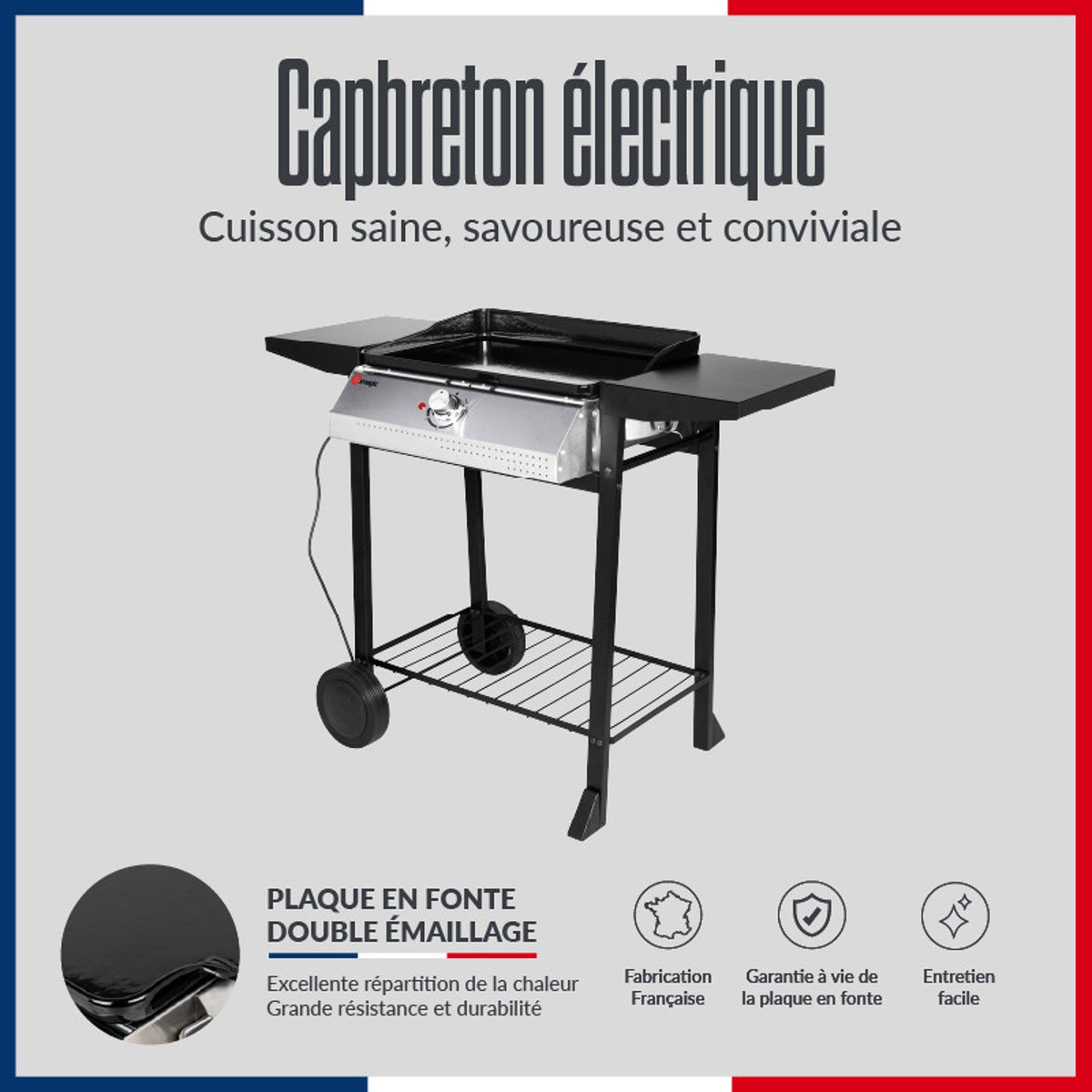 Plancha électrique sur chariot, Capbreton noir, SOMAGIC