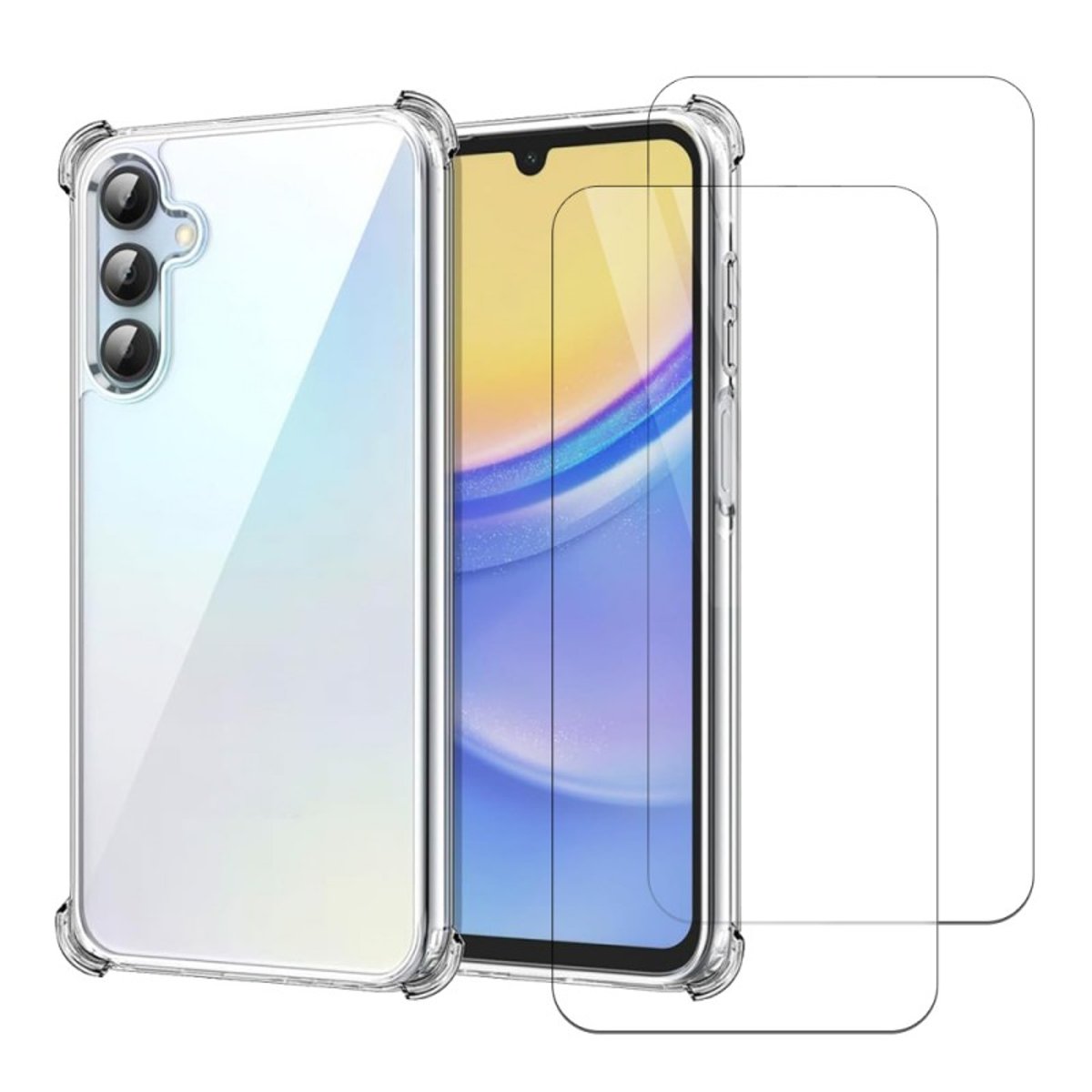 Coque Galaxy A15 antichoc + 2 vitres transparent, EVETANE