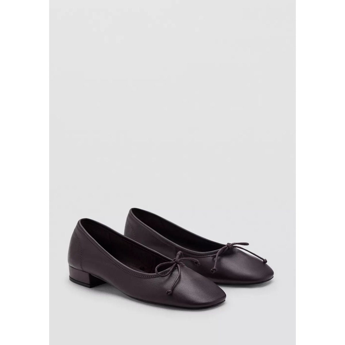 Ballerines talon cuir nœud bordeaux, MANGO