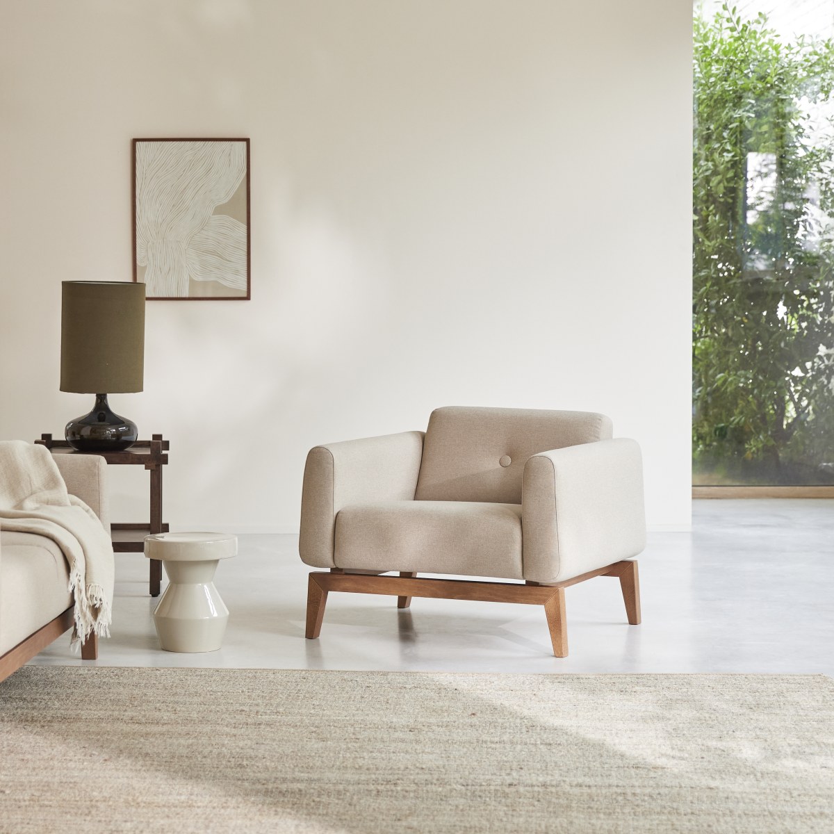 Fauteuil en Tissu massif, BJORN beige, TIKAMOON