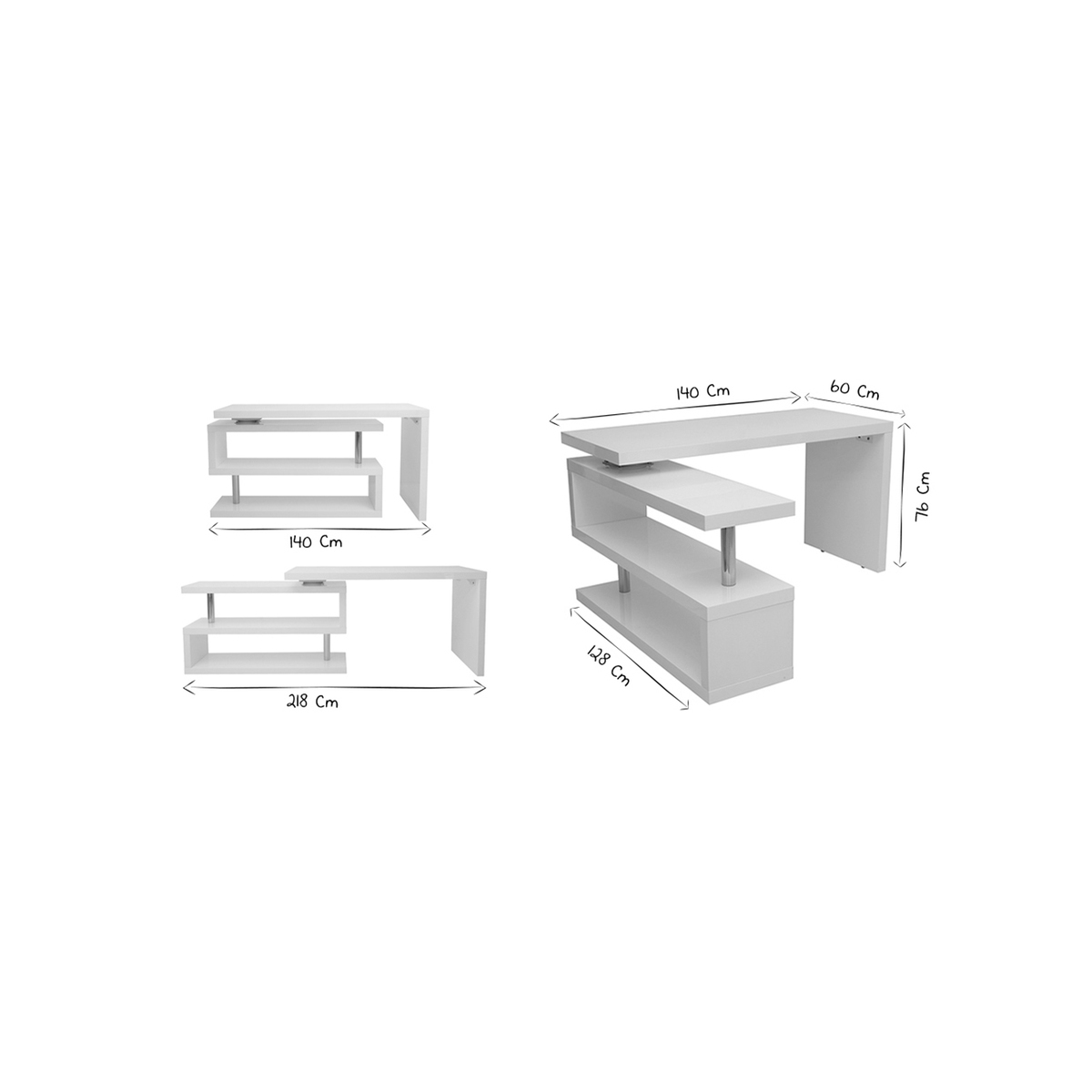 Bureau modulable design L140-218 cm MAX marron clair, MILIBOO