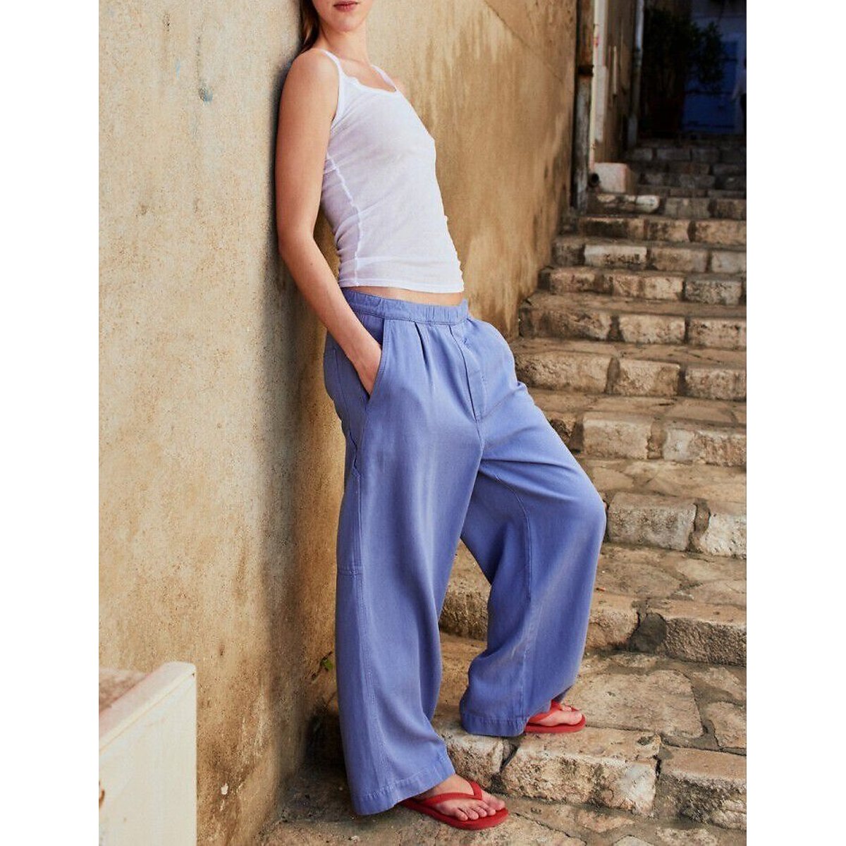 Pantaloni ampi e morbidi, JAPTOWN blu, AMERICAN VINTAGE