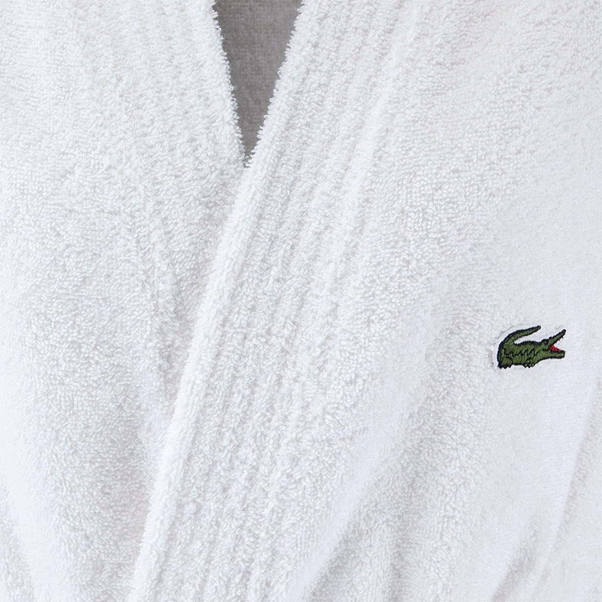 Peignoir de bain en coton, L LECROCO blanc, LACOSTE HOME