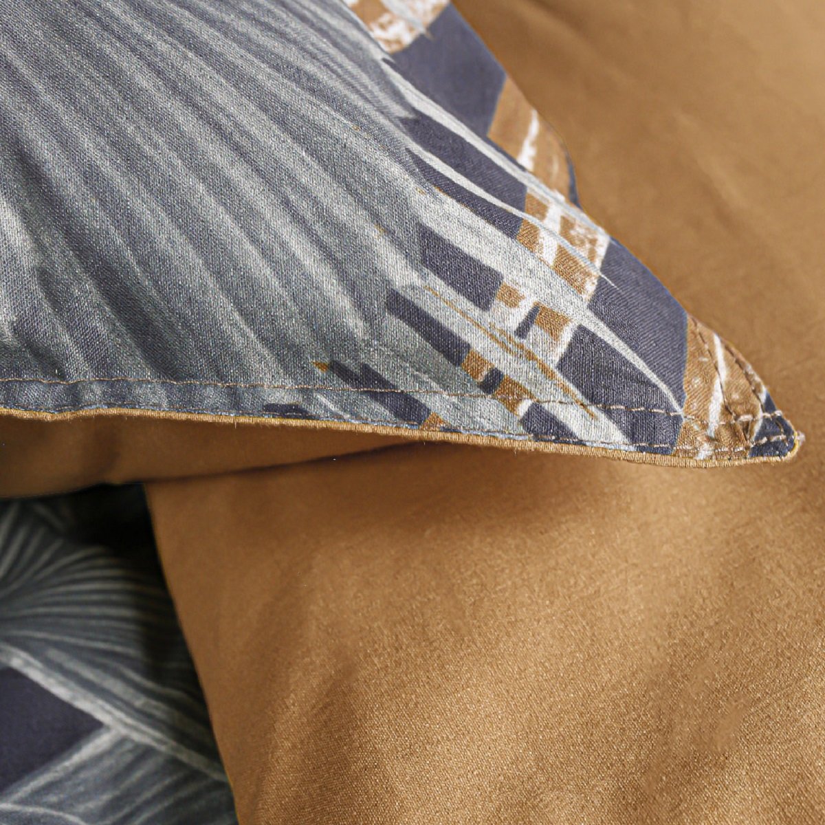 Parure de lit coton 2 personnes imprimé jungle SUNSHINE bleu, TODAY