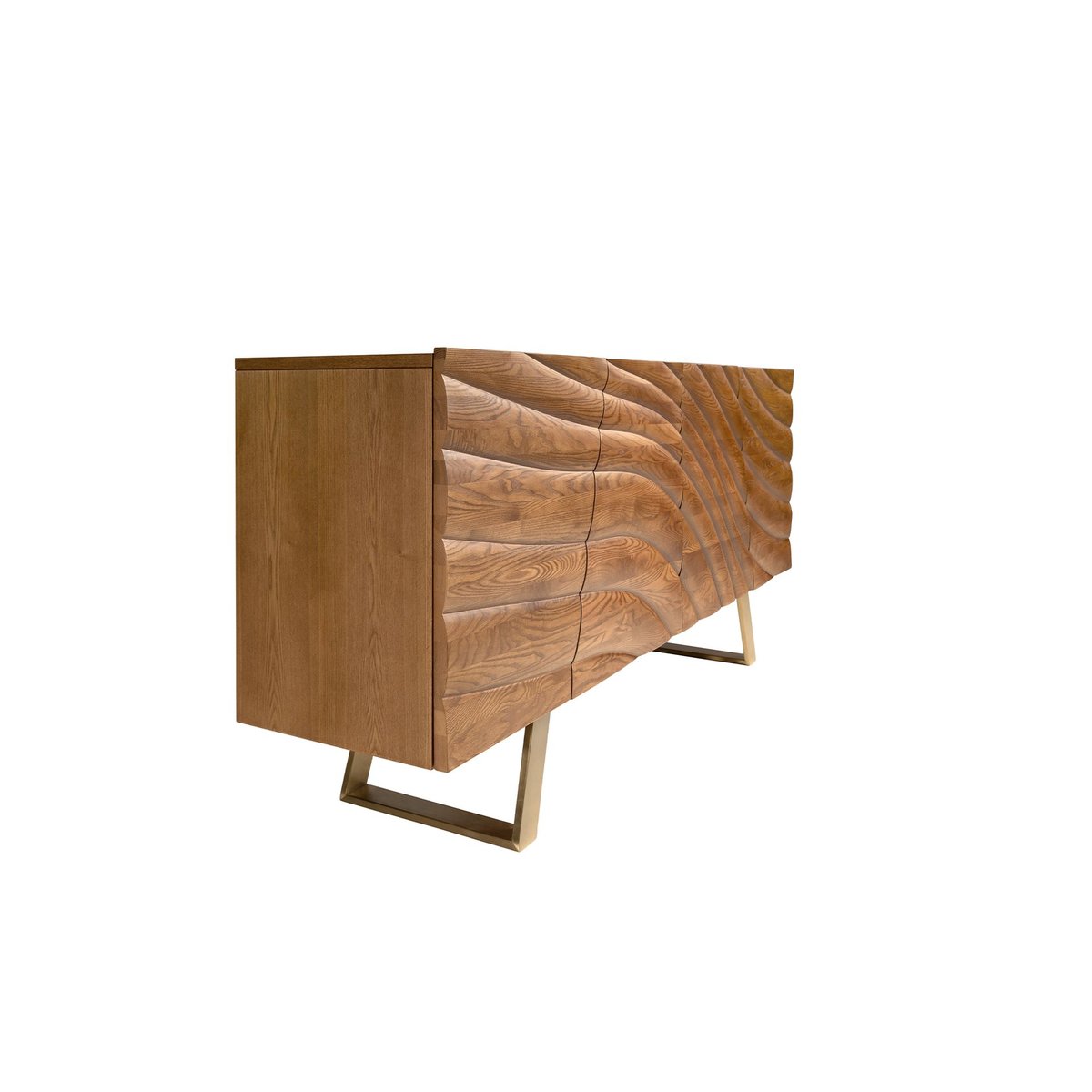 Buffet en bois et acier poli noyer clair | or, ANGEL CERDA